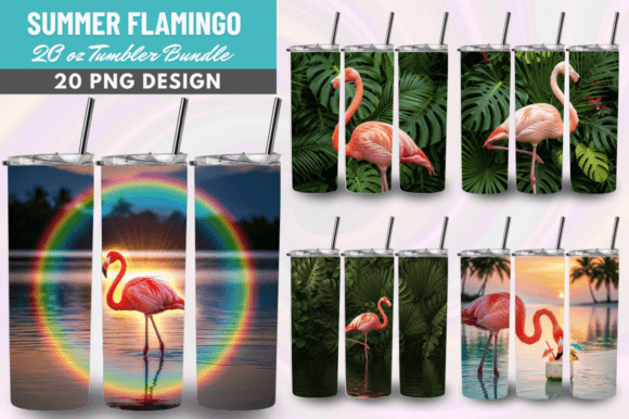 Download Summer Flamingo 20oz Skinny Tumbler Wrap - Tumbler wrap Collection