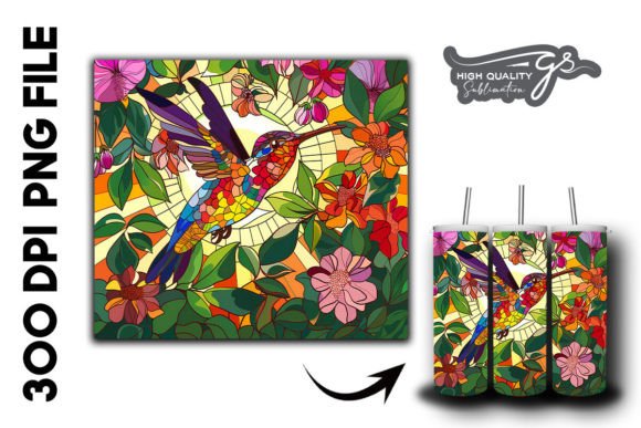 Download Stain Glass Hummingbird Tumbler Wrap 34 - Tumbler wrap Collection