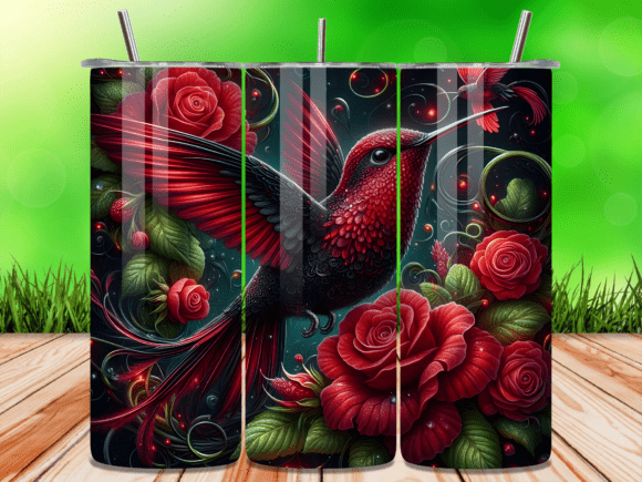 Download Gothic Red Rose Hummingbird Tumbler Wrap - Tumbler wrap Collection