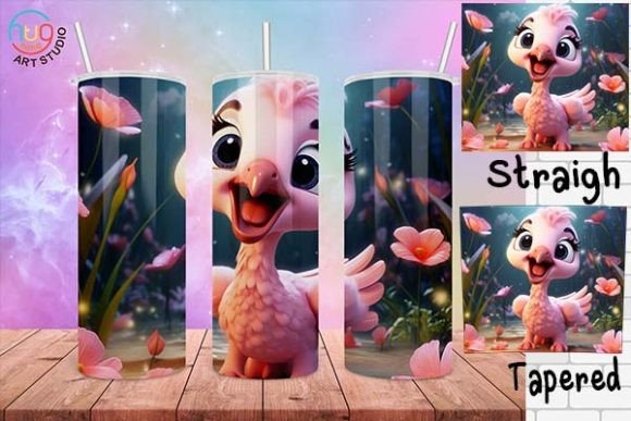Download Cute Flamingo Cartoon Tumbler Wrap - Tumbler wrap Collection