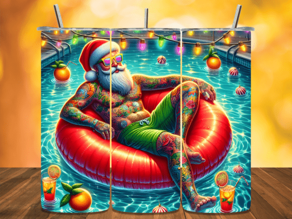 Download Santa Claus Pool Tumbler Wrap - Tumbler wrap Collection