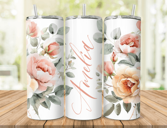 Download Peach Floral Name Tumbler Wrap - Tumbler wrap Collection