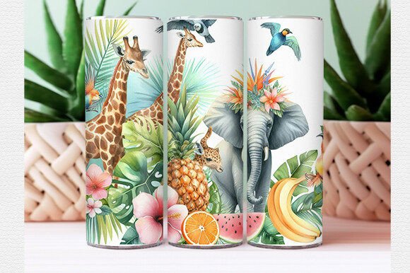 Download Watercolor Tropical Animal Tumbler Wrap - Tumbler wrap Collection