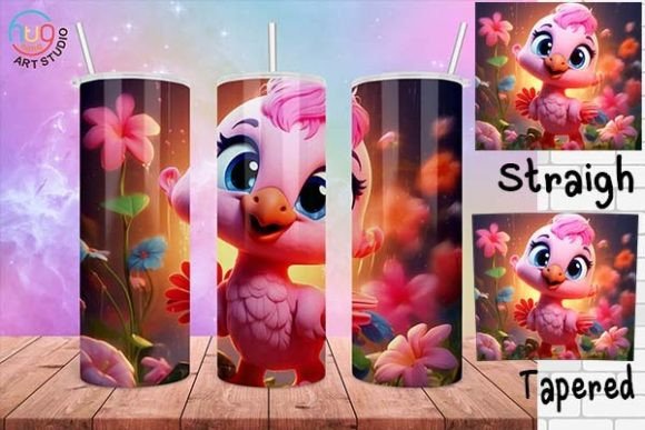 Download Cute Flamingo Cartoon Tumbler Wrap - Tumbler wrap Collection