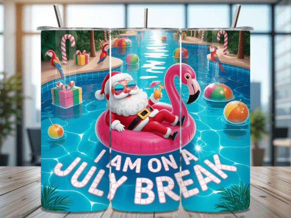 Download Santa on July Break Pool Tumbler Wrap - Tumbler wrap Collection