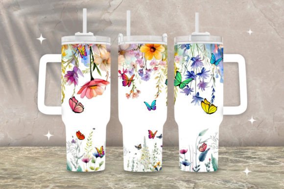 Download 40oz Floral Butterfly Tumbler Wrap Png - Tumbler wrap Collection