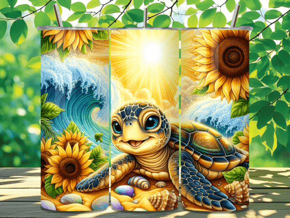 Download Sunflower Sea Turtle Tumbler Wrap Design - Tumbler wrap Collection