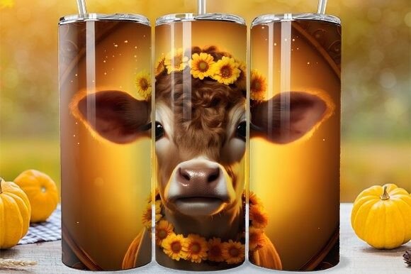 Download Sunflower Highland Calf Tumbler Wrap - Tumbler wrap Collection