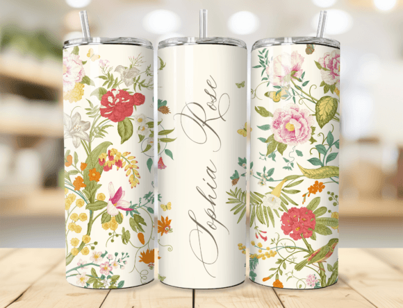 Download Vintage Floral Name Tumbler Wrap - Tumbler wrap Collection