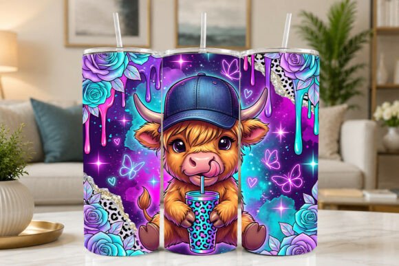 Download Sparkle Highland Cow Drink Tumbler Wrap - Tumbler wrap Collection