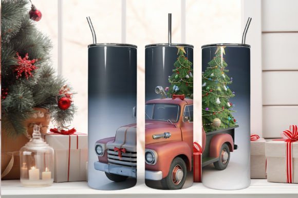 Download Christmas Tumbler Wrap Vintage Red Truck - Tumbler wrap Collection