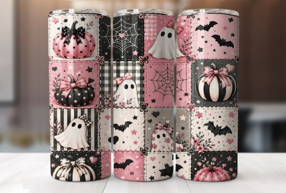 Download Pink Halloween Patchwork Tumbler Wraps - Tumbler wrap Collection