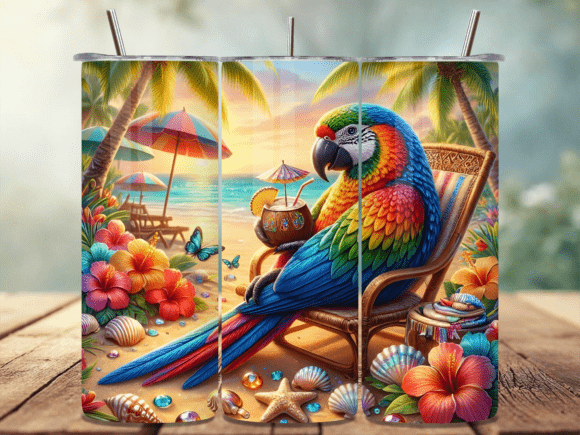 Download Vibrant Tropical Bird Tumbler Wrap PNG - Tumbler wrap Collection
