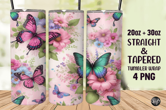 Download Flowers Butterfly Tumbler Wraps 20oz PNG - Tumbler wrap Collection
