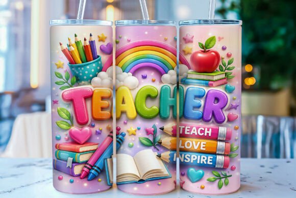 Download Inflated Teacher 20oz Tumbler Wrap PNG - Tumbler wrap Collection