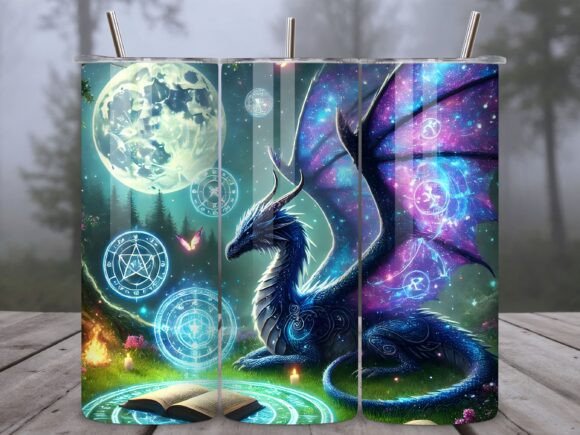Download Cosmic Dragon Moon Design Tumbler Wraps - Tumbler wrap Collection