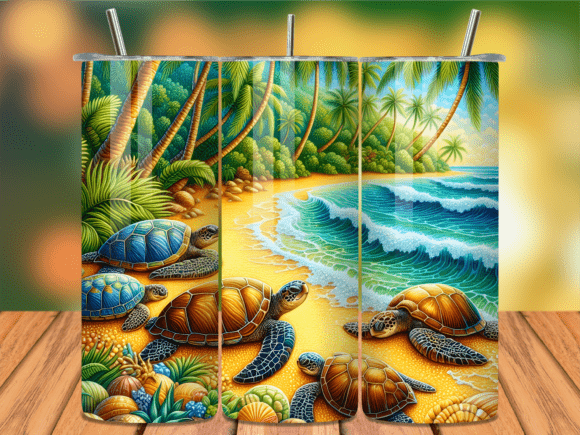 Download Tropical Beach Sea Turtle Tumbler Wrap - Tumbler wrap Collection
