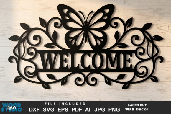 Download Butterfly Welcome Sign Laser Cut SVG - Laser cut svg Collection