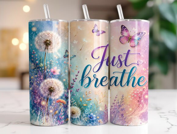 Download Just Breathe Dandelion Tumbler Wraps PNG - Tumbler wrap Collection