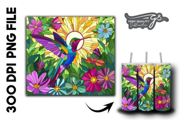 Download Stain Glass Hummingbird Tumbler Wrap 27 - Tumbler wrap Collection