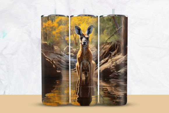 Download Kangaroo on Lake Tumbler Wrap - Tumbler wrap Collection