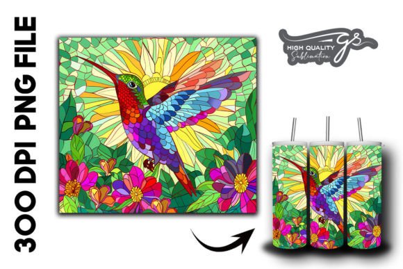 Download Stain Glass Hummingbird Tumbler Wrap 38 - Tumbler wrap Collection