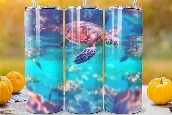 Download Sea Turtle Swimming Tumbler Wrap - Tumbler wrap Collection