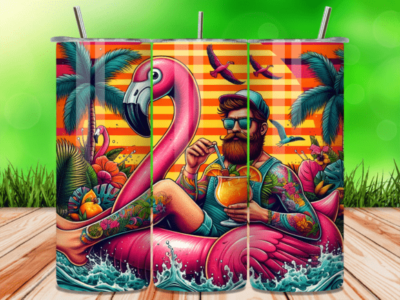 Download Bearded Man Flamingo 20oz Tumbler Wrap - Tumbler wrap Collection