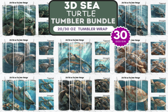 Download 3D Sea Turtle Tumbler Wrap Bundle - Tumbler wrap Collection