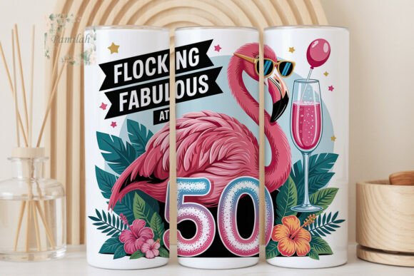 Download Fabulous 50th Flamingo Tumbler Wrap - Tumbler wrap Collection