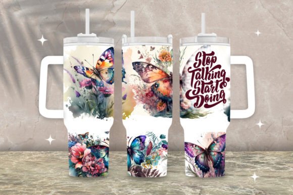 Download Butterfly Floral 40oz Tumbler Wrap Png - Tumbler wrap Collection
