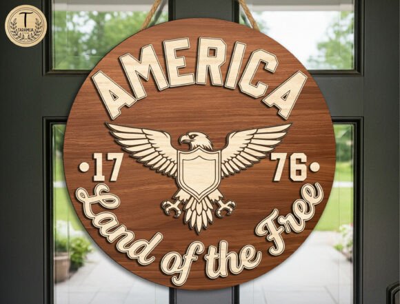 Download Patriotic Eagle Door Sign Laser Cut SVG - Laser cut svg Collection