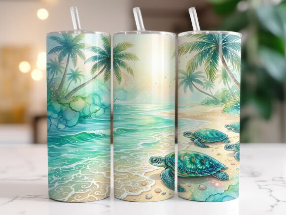 Download Sea Turtle Tropical Beach Tumbler Wraps - Tumbler wrap Collection