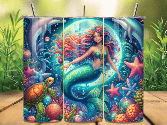 Download Tropical Mermaid Sea Turtle Tumbler Wrap - Tumbler wrap Collection