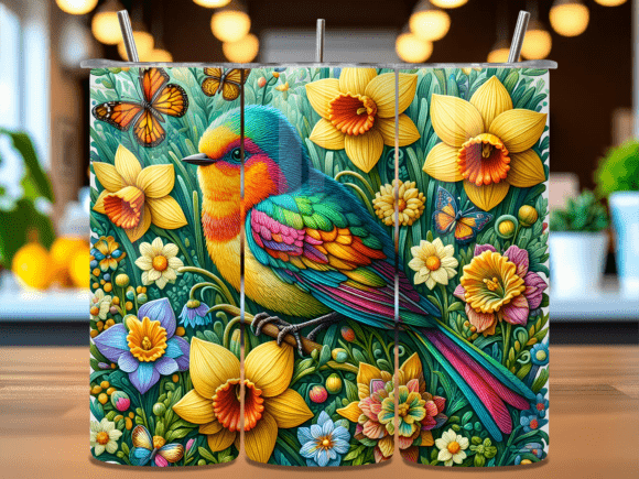 Download Colorful Bird Floral Tumbler Wrap PNG - Tumbler wrap Collection