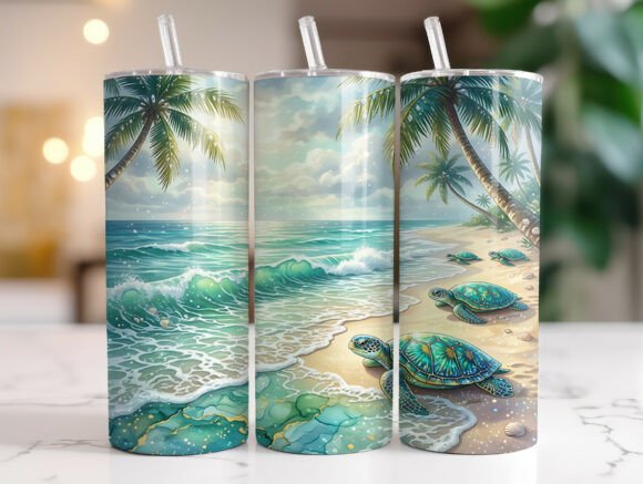 Download Tropical Beach Sea Turtle Tumbler Wraps - Tumbler wrap Collection