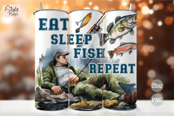 Download Eat Sleep Fish Repeat Tumbler Wrap PNG - Tumbler wrap Collection