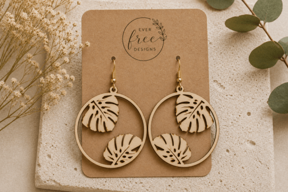 Download Monstera Earrings, Laser Cut SVG - Laser cut svg Collection
