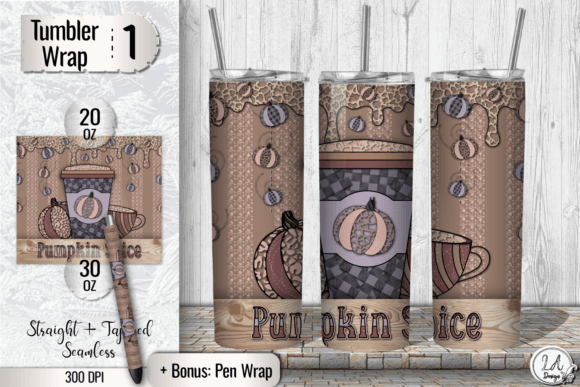 Download Pumpkin Spice Tumbler Wrap. Fall Design - Tumbler wrap Collection