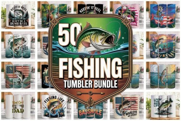 Download 50 Fishing Tumbler Wrap Bundle PNG V1 - Tumbler wrap Collection