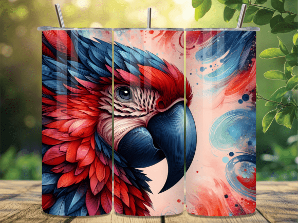 Download Red Macaw Tropical Bird Art Tumbler Wrap - Tumbler wrap Collection