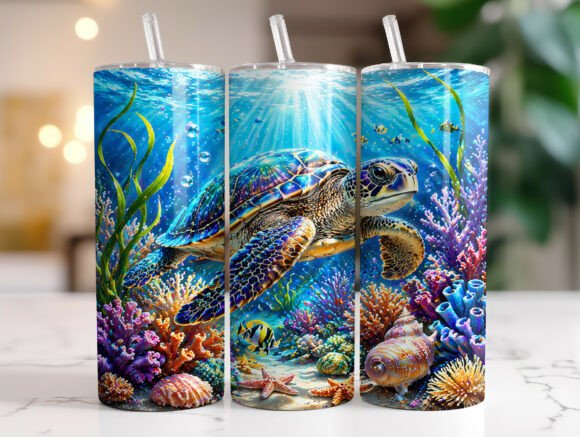 Download Sea Turtle Tumbler Wrap PNG Sublimation - Tumbler wrap Collection