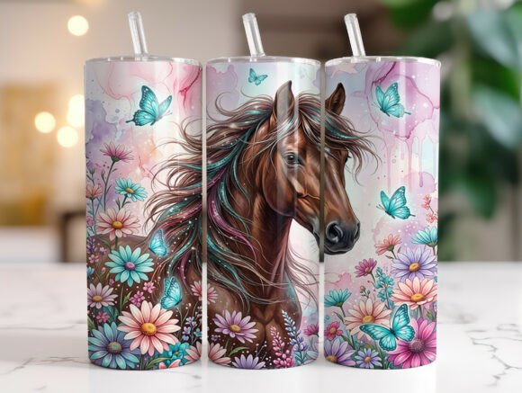 Download Boho Horse Wildflower 20oz Tumbler Wrap - Tumbler wrap Collection