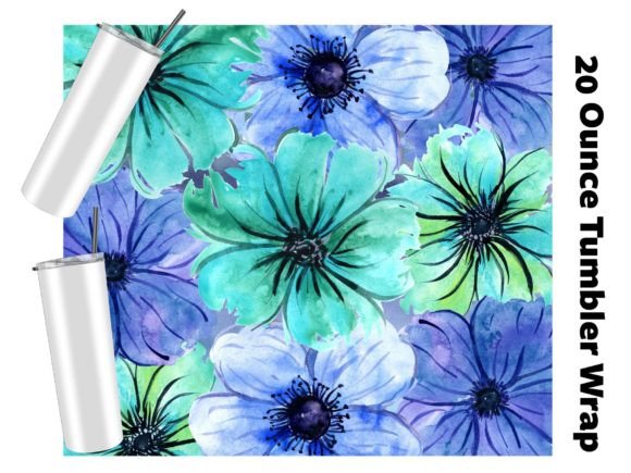 Download Blue Tropical Flower Tumbler Wrap - Tumbler wrap Collection