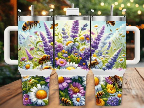 Download Wildflower Bee Summer 40oz Tumbler Wrap - Tumbler wrap Collection