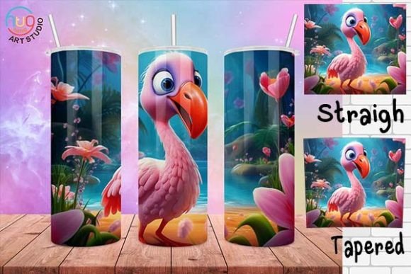 Download Cute Flamingo Cartoon Tumbler Wrap - Tumbler wrap Collection