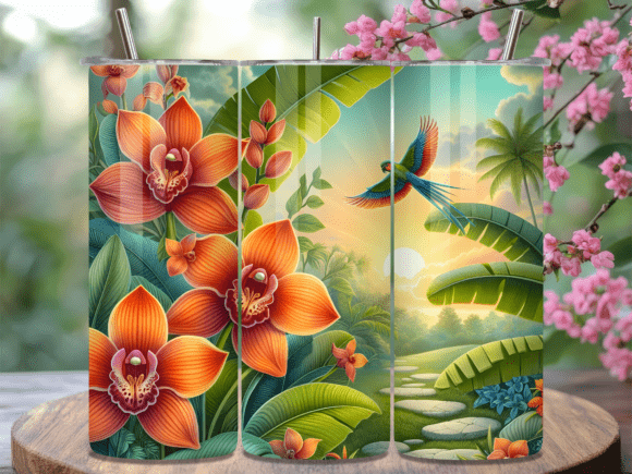 Download Tropical Bird Flower 20oz Tumbler Wrap - Tumbler wrap Collection