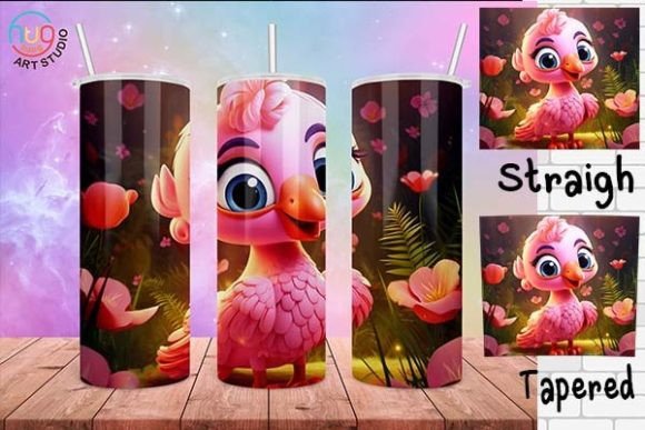 Download Cute Flamingo Cartoon Tumbler Wrap - Tumbler wrap Collection