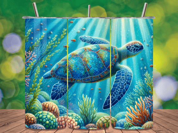 Download Blue Ocean Turtle Swimming Tumbler Wrap - Tumbler wrap Collection