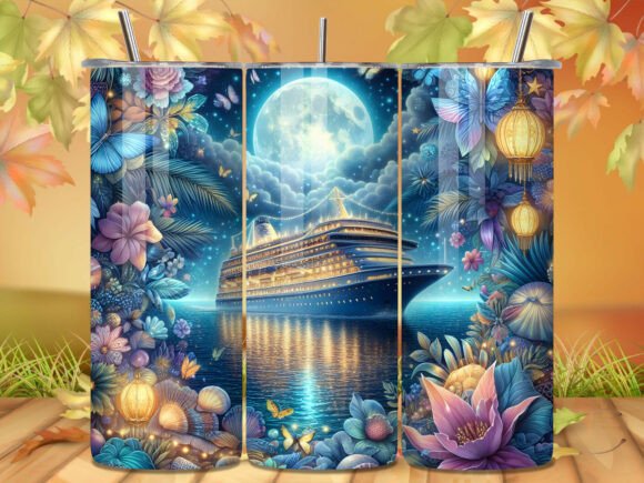 Download Moonlight Cruise Ship Ocean Tumbler Wrap - Tumbler wrap Collection